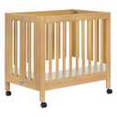 Babyletto Origami Mini Crib with Wheels - GREENGUARD Gold Certified - Portable Baby Crib for Small Spaces - Foldable & Converts to Twin Bed - Easy Setup - 2 Adjustable Mattress Positions - Honey