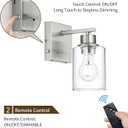 Rayogale Wireless Wall Sconces, Nickel Battery Operated Wall Sconce Set of 2 with Timer Function, Easy Install Dimmable Rechargeable Wall Lamps for Living Room, Bedroom, Hallway, Entryway Decor 3000K
