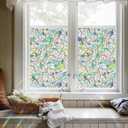 SOMWISE Rainbow Window Privacy Film, Heat Control, UV Blocking, Anti-Glare, Day & Night Privacy Protection & Decoration for Home, Bathroom, Glass Door, Static Cling, Renter-Friendly with Installation Tools 45*78.5
