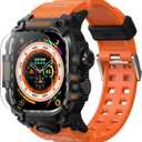 amBand Rugged Case with Band for Apple Watch Ultra 3/2/1 49mm, M3 Military Grade Shockproof Cover, Includes Screen Protector Kit, Tactical Band for Men - Compatible with iWatch Ultra, Orange