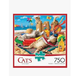 Buffalo Games  Steve Read  Beachcombers  750 Piece Jigsaw Puzzle for Adults  Summer Cats Beach Scene with Poster, Challenging and Fun 750 Piece Puzzle