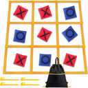 Tic Tac Toe Game - 4ft x 4ft Outdoor Yard Giant Tic Tac Toe for Backyard, Camping, Lawn, Portable No Assembly Outdoor Bean Bag Toss Game for Family and Kids
