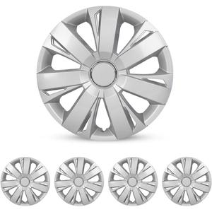 WOLFSTORM 4-Pack 15 Inches Wheel Cover Hubcaps Replacement, Silver
