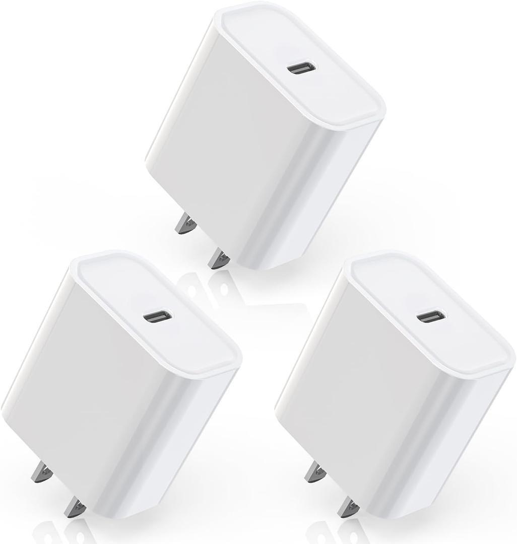 iPhone 17/16 Charger Block,3Pack20W USB C Wall Charger Block Fast Charging Blocks Plug Bricks PD Type C Adapter for Apple iPhone Air/17 Pro Max/16 ProMax/16Plus/15/14/13/12/AirPods/iPad Pro/Air/Mini