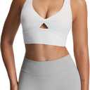 Aoxjox Women's Workout Sports Bras Twist Front Fitness Training Gym Bra Yoga Crop Lola Tank (Large, White)