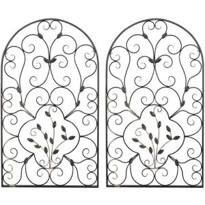TimmyHouse Decor Wrought Scroll Wall Iron Metal Grille Panel Tuscan Art x 2