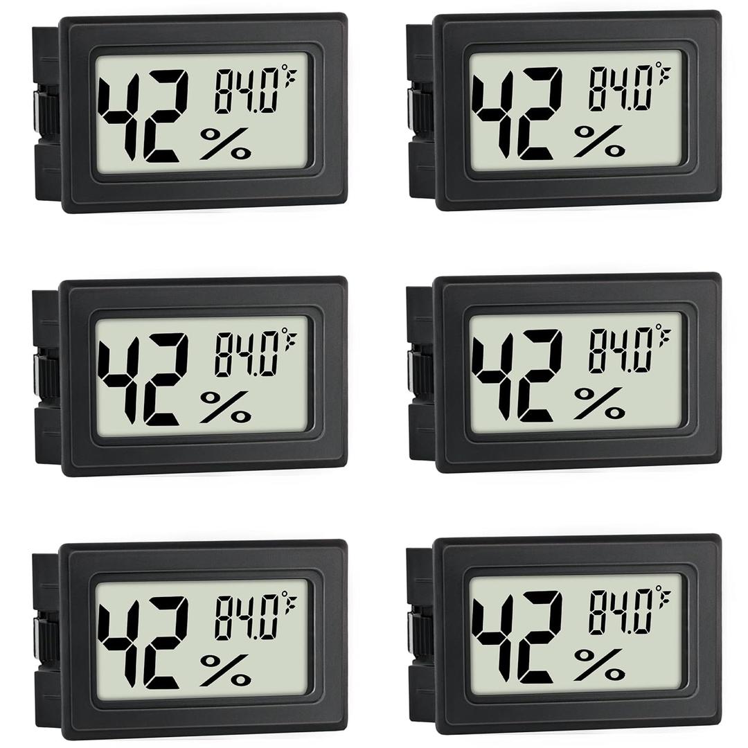 Mini Hygrometer Indoor Humidity Meter Hygrometer Thermometers 6 Pack Humidity Meters Gauge Hygrometer Mini Digital Thermometer Hygrometer with Fahrenheit () for Humidors, Greenhouse, Garden, Cellar