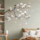 SHUCHING White Magnolia Tree Wall Decals Peel and Stick, Trees Flowers Wall Decor Stickers, White Branches Corner Wall Art(Left)