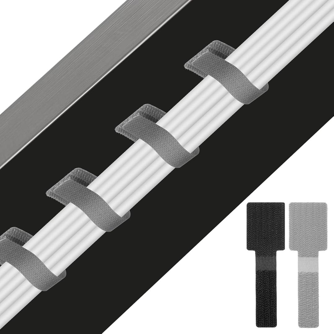 80 PCS Hook and Loop Cable Ties Self Adhesive Under Desk Cable Management Cables Clip Reusable Cord Organizer Adhesive Wire Straps Cord Holder for Electronics Home Office