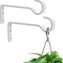 8 Inch 2 Pack Black Heavy Duty Outdoor Plant Hangers for Hanging Baskets, Iron Hanging Plant Brackets for Hanging Plants Outside, Metal Plant Hooks Plant Wall Hooks for Hanging Lantern, Bird Feeder