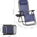 Sweetcrispy Zero Gravity Chairs Set of 2, Outdoor Folding Reclining Lounge Chair with Cup Holder Tray & Adjustable Pillow, Portable Camping Beach Patio Poolside Lawn Yard Chair, Classic Blue, 2pcs