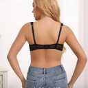 Lace Bra Bralette Push Up Unlined Demi Bras Sheer Mesh Balconette with Underwire (Black, S)
