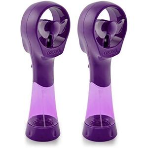 O2COOL 2 Pack Elite Battery Powered Handheld Water Misting Fans (Purple)