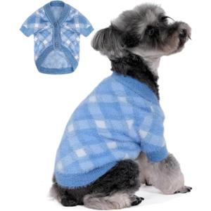 Dog Sweater, Sweaters for Small Dogs, Warm Soft Pet Clothes for Puppy, Medium Large Cat, Dogs Girl or Boy, Dog Shirt for Winter Christmas (Blue, Small)