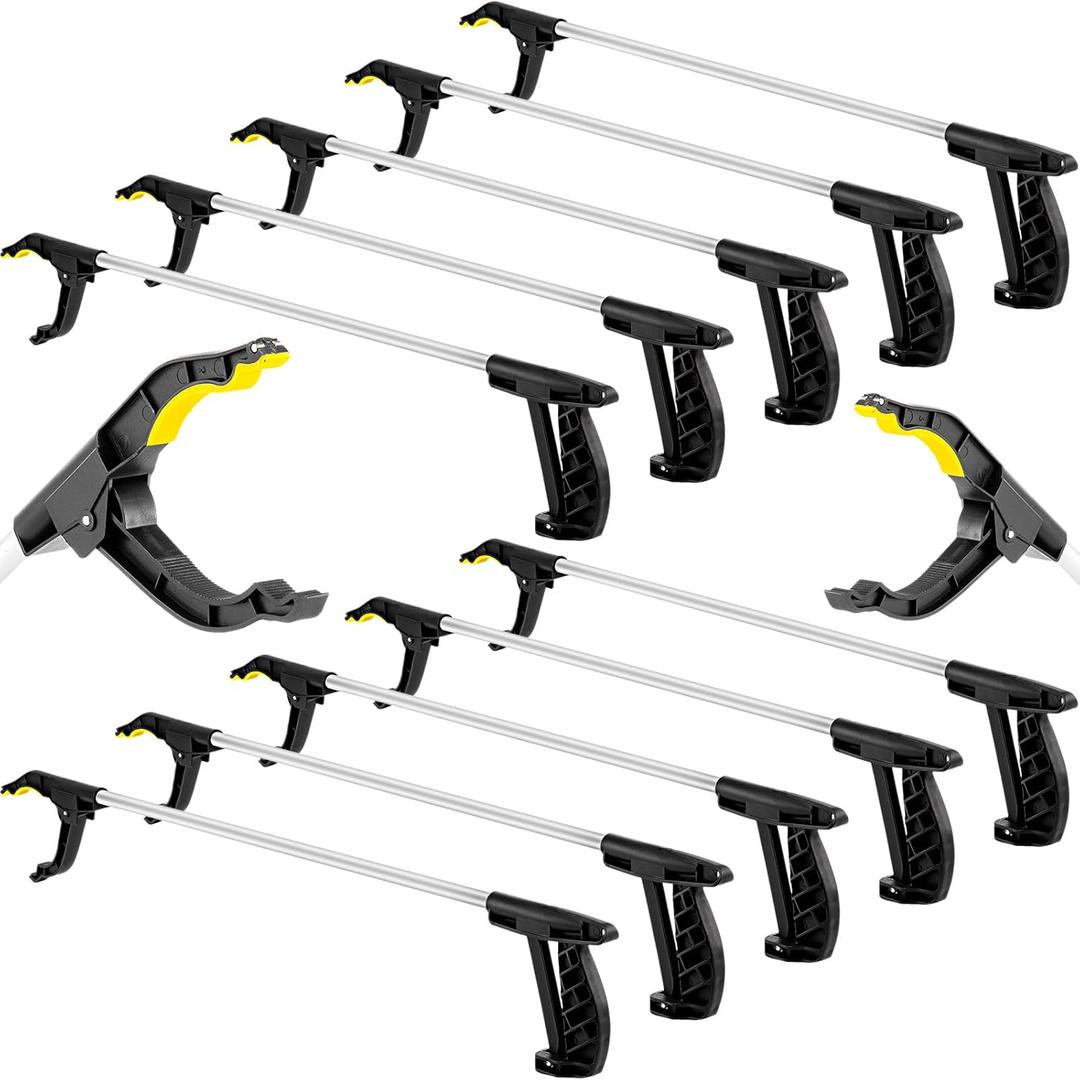 Sabary 10 Pcs Grabber Reacher Garbage Pickers Bulk Tool 30'' Long Upper Back to School Litter Cleanup Heavy Duty Handy Mobility Aids Pick up Lightweight Nonslip Claw Elderly Arm Extension Stick