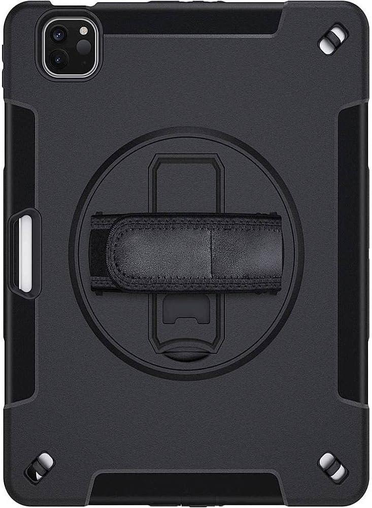 SaharaCase Protection Case for Apple iPad Air 10.9" (4th Generation 2020 and 5th Generation 2022) [Shockproof Bumper] Rugged Antislip Grip Slim Kickstand Hand Strap - Black