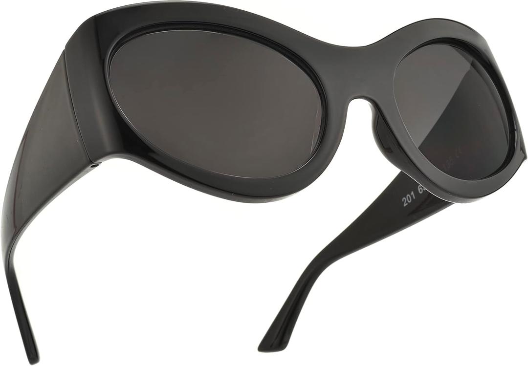 ICARA Oversized Fashion Sunglasses for Women Men Chic Y2k Style Curved Wrap-Around Oval Sun Glasses