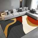 Red Black Area Rug 8x10 Large Gold Rugs Modern Washable Non-Slip Carpet for Living Dining Room Bedroom Home Decor