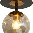 SZXYKEJI 1-Light Mini Glass Globe Ceiling Light,Modern Semi Flush Mount Light Fixture,Black Ceiling Light for Hallway Aisle Porch Stairway Closet.