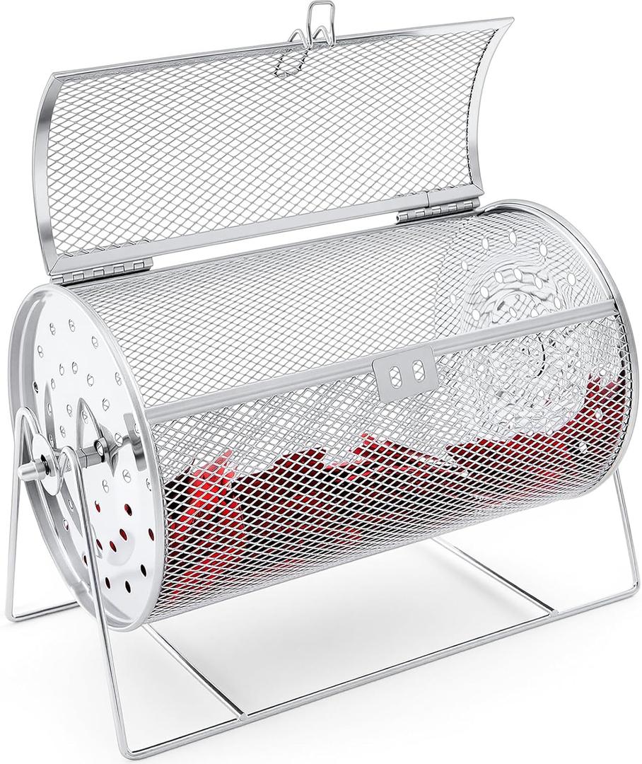 7.09" X 4.72" Small Raffle Drum Upgraded Ticket Spinner Holds 600 Tickets Raffle Wheel Spinner with Stand Drum Cage for Games Events(Silver)