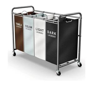 ROMOON Laundry Hamper Sorter Cart: 4-Section Organizer with Heavy-Duty Lockable Wheels and Removable Bags | 172L Rolling Laundry Basket for Dirty Clothes in Laundry Room or Small Spaces (Multicolor)