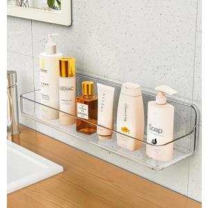Shower shelves, Adhesive Clear Acrylic Bathroom Shower caddy Organizer, Transparent No Drilling Wall Mount Bathroom Storage
