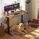 Claiks Electric Standing Desk, Adjustable Height Stand up Desk, 24x48 Inches Sit Stand Home Office Desk with Splice Board, Black Frame/Rustic Brown Top