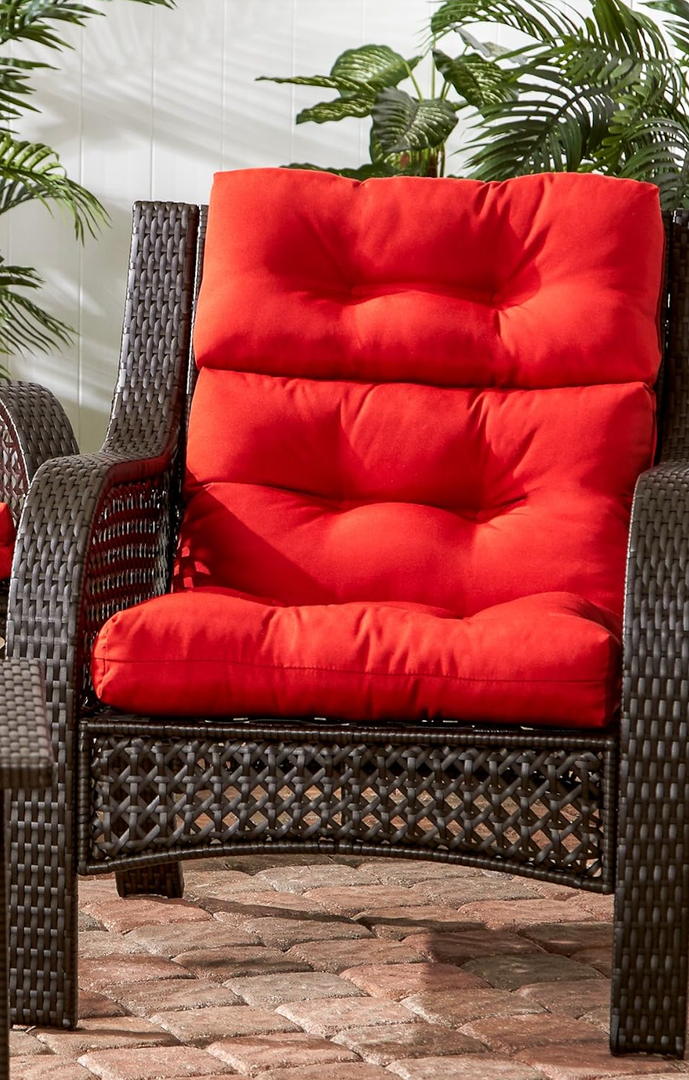 Home Fashions Outdoor 44 x 22-inch High Back Chair Cushion, 1 Ct, Red