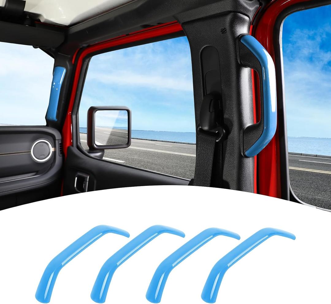 for 2024 Jeep JL A&B Pillar Grab Handle Trim Cover Compatible with Jeep Wrangler JL JLU Gladiator JT 2024 Baby Blue Interior Accessories 2 pcs
