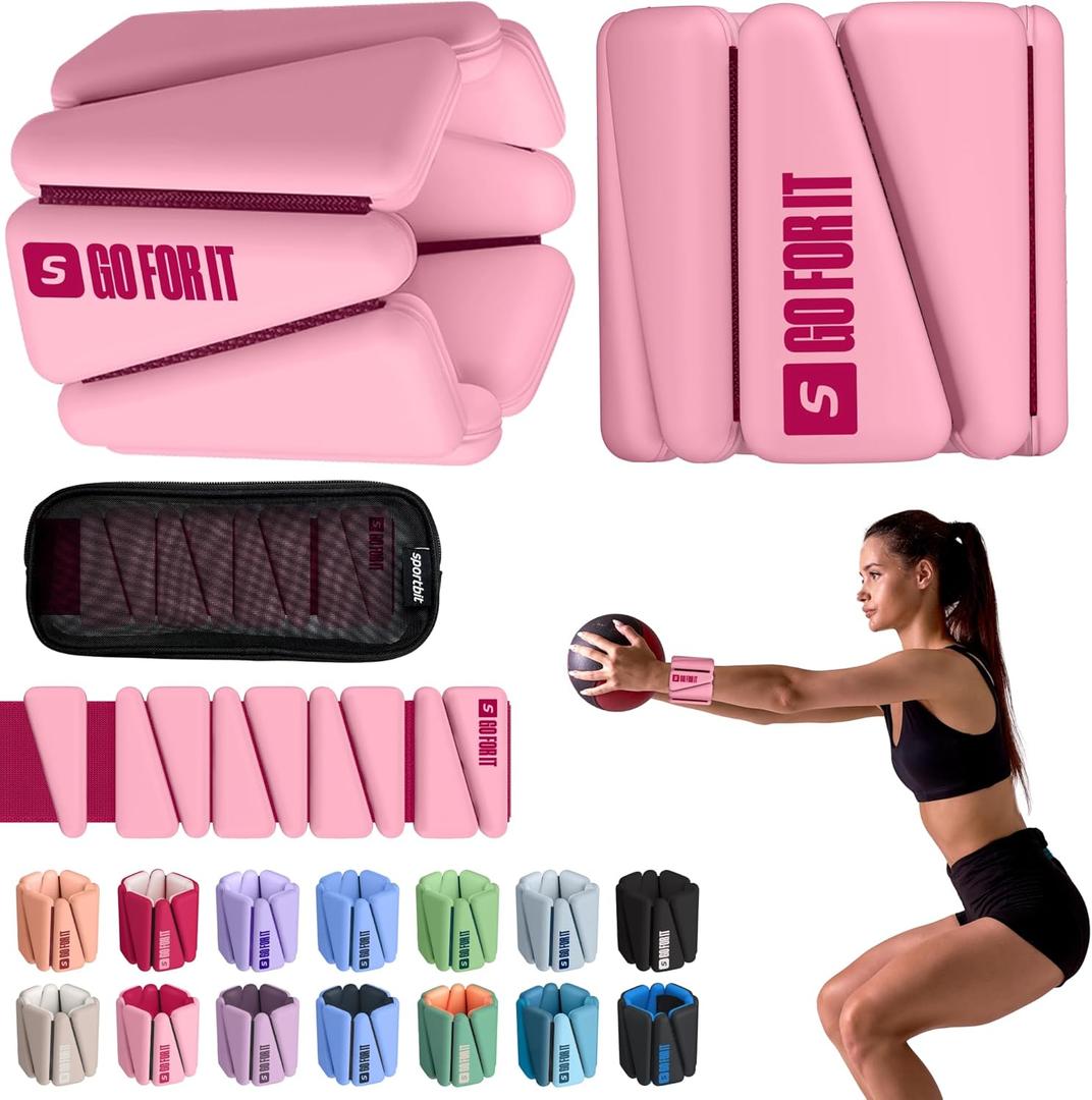 SPORTBIT Wrist Weights, Ankle Weights for Women  Set of 2 (1LB Each), Adjustable Weighted Bracelets for Home Gym, Running, Yoga, Exercise and Strength Training (Single Pink)