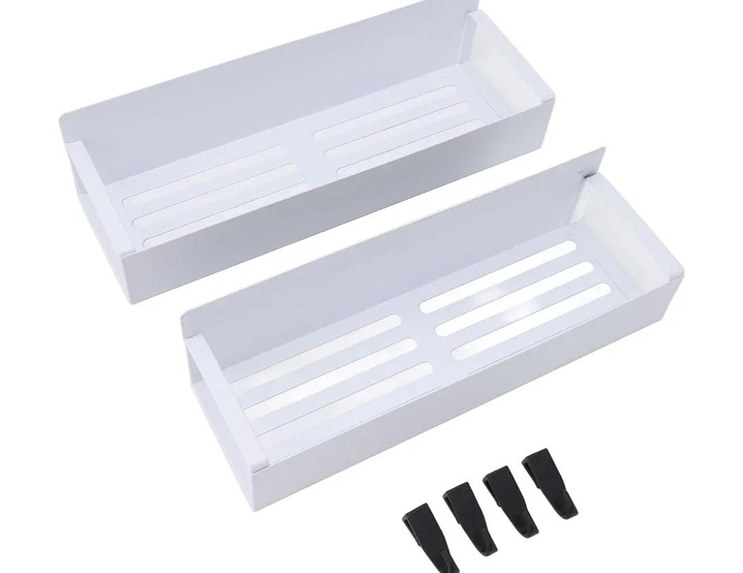 Magnetic Fridge Organizer, 2PCS Magnetic Rack for Refrigerator Strong Magnetic Shelf with 2 Removable Hooks for Holding Jars Bottle Fridge Organizer Storage