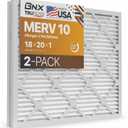 BNX TruFilter 18x20x1 MERV 10 (2-Pack) AC Furnace Air Filter - MADE IN USA - Pleated Air Conditioner HVAC AC Furnace Filters - Removes Odor, Mold, Bacteria, Smoke