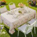 SASTYBALE Summer Tablecloth Spring Rectangle Table Cloth Eucalyptus Leaves Table Cover Spillproof Washable TableCloths for Dining, Farmhouse, Picnic, Outdoor, Kitchen, Easter (60" x 84")