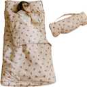 Organic Toddler Nap Mat  100% Cotton Kids Washable Sleeping Mat & Detachable Pillow  Sleeping Bag with Soft 1.5 Pad  Ideal Nap Mat for Daycare, Preschool, & Sleepovers