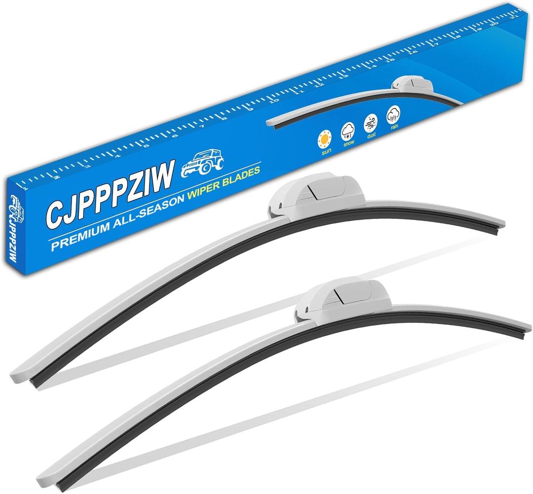 CJPPPZIW Windshield Wipers-15"+15" Replacement for 2007-2017 Jeep Wrangler/2018 Wrangler JK,Streak-free,OEM Quality Premium All-Season Front White Wiper Blades (Set of 2)
