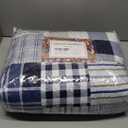 Brilliant Sunshine Blue Plaids and Stripes Patchwork, 3-Piece Quilt Set with 2 Shams, Reversible Bedspread, Soft Lightweight Coverlet, All-Season, Full/Queen, Blue