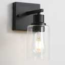 Bathroom Vanity Light Fixtures, 1-Light Matte Black Bathroom Lights, Wall Sconces with Clear Glass Shade for Hallway Farmhouse Bedroom Living Room, Bulb Not Included 