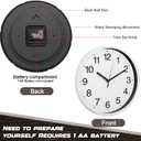 Inbagi 12 Pcs Wall Clock Small Silent Non Ticking Modern Clocks Round Easy to Read Battery Operated Decorative Quartz Clock for Home Bedroom Kitchen Bathroom Living Room School Office (Black,10 Inch)