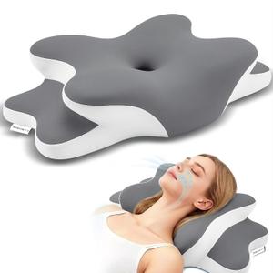 Sleep Apnea Pillow with Neck Pain & Snoring Relief -Orthopedic Cervical Pillow, Ergonomic Contour Memory Foam for Side, Back,Stomach Sleepers, Medium Firm (Darkgrey, Queen Size 25" lx15 wx5.8 h)