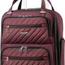 LUGGEX Underseat Carry On Luggage with Wheels, Stylish Lightweight Under Seat Luggage, Soft Sided Personal Item Suitcase for Short Trip (Dark Scarlet, 16 Inch)