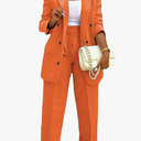 LROSEY 2 Piece Outfits for Women Dressy Double Breasted Blazer Jackets High Waisted Wide Leg Pants Suits Set Casual Business, Size 2XL