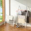 Whitmor Spacemaker Folding Drying Rack, Indoor Clothes Organizer with Patent-Pending Design, Space Saving, 6" L x 26" W x 51.5" H,White Deluxe