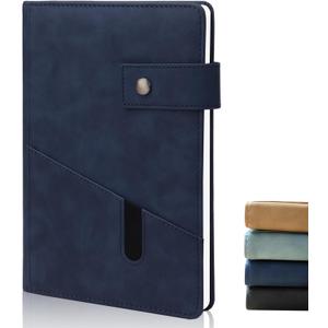 Hardcover A5 Leather Journal Notebook for Women Men, Front Pocket Journals for Writing, 100gsm 200 Pages Thick Lined Notebooks for Note Taking, Work, Business,Travel,Office, School, Daily Journal