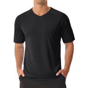 MAGCOMSEN Men's UPF 50+ Sun Protection Shirts V Neck Short Sleeve T-Shirt Quick Dry Swim UV Shirt Summer Workout Rash Guard, 2XL