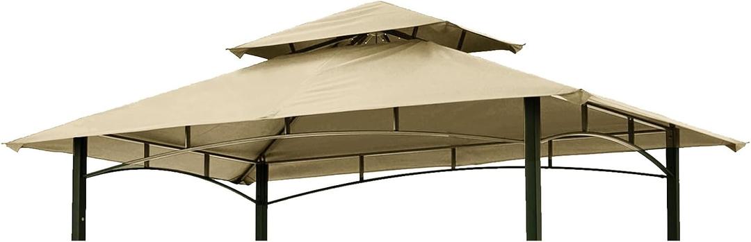 Grill Gazebo Replacement Canopy Roof Hugline 5x8 Outdoor Grill Shelter Canopy Top Double Tiered BBQ Tent Cover Fit for Model L-GG001PST-F (Beige)
