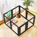 FXW AuraSpace Acrylic Indoor Dog Playpen for Puppies and Small Dogs, 24 Inch, 8 Panels, Black