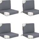 25x25 in Outdoor Foam Deep Seat Cushion Set of 4, Water-Resistant & Fade-Resistant Outdoor Chair Cushions, Replacement for Patio Furniture Deep Seat Sofa & Couch,Light Gray, 25x25x3"/25x14"-4set