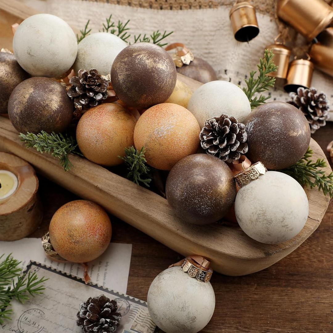 24 PCS Vintage Textured Christmas Ball