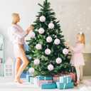 24 Pack Velvet Christmas Ball Ornaments 60mm/ 2.36'' Bow Christmas Tree Decorations Xmas Ornaments for Tree Home Coquette Room Birthday Party Front Door Wedding Holiday Decor (Pink)