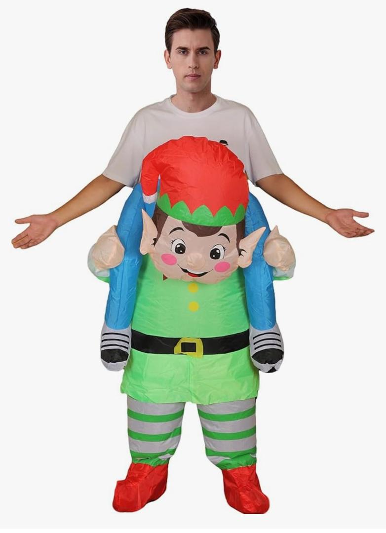 IHGYT HGYT Christmas Elf Inflatable Costume for Adults - Funny Blow Up Fancy Dress for Christmas Holiday Party